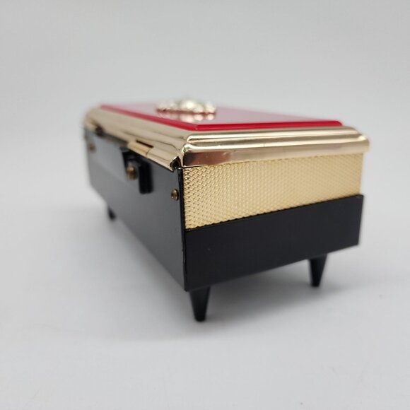 Vintage Sonsco Japan Red & Gold Musical Jewelry Box With Gem Accent Regency - Picture 7 of 16